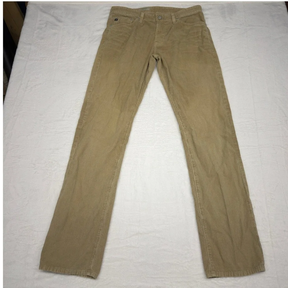 AG Adriano Goldschmied Graduate Corduroy Pants Mens 32x34 Tan Khaki Tailored Leg